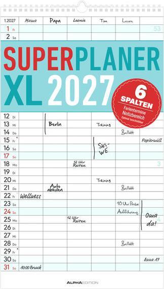 Alpha Edition Superplaner XL 6 Spalten 2027