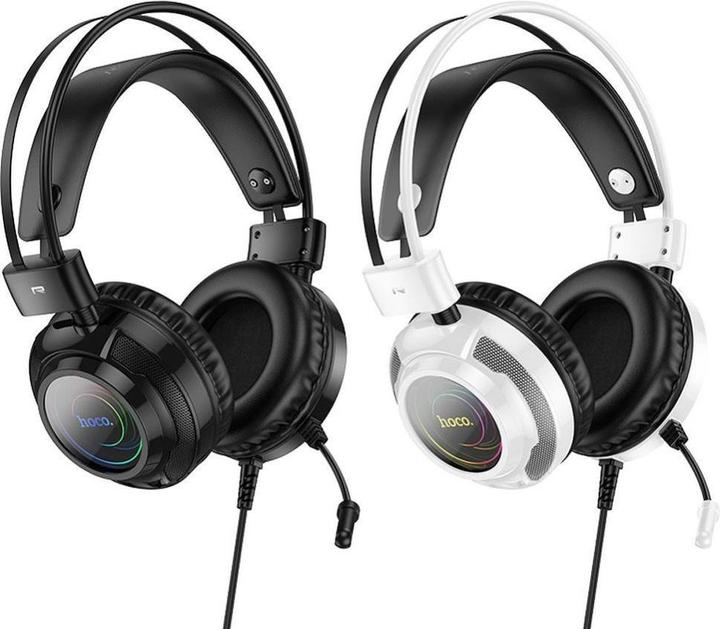 Image du produit Hoco Wired headphones wire headphones USB A + Jack 3,5 mm with microphone gaming W110 2 m white (Filaire)