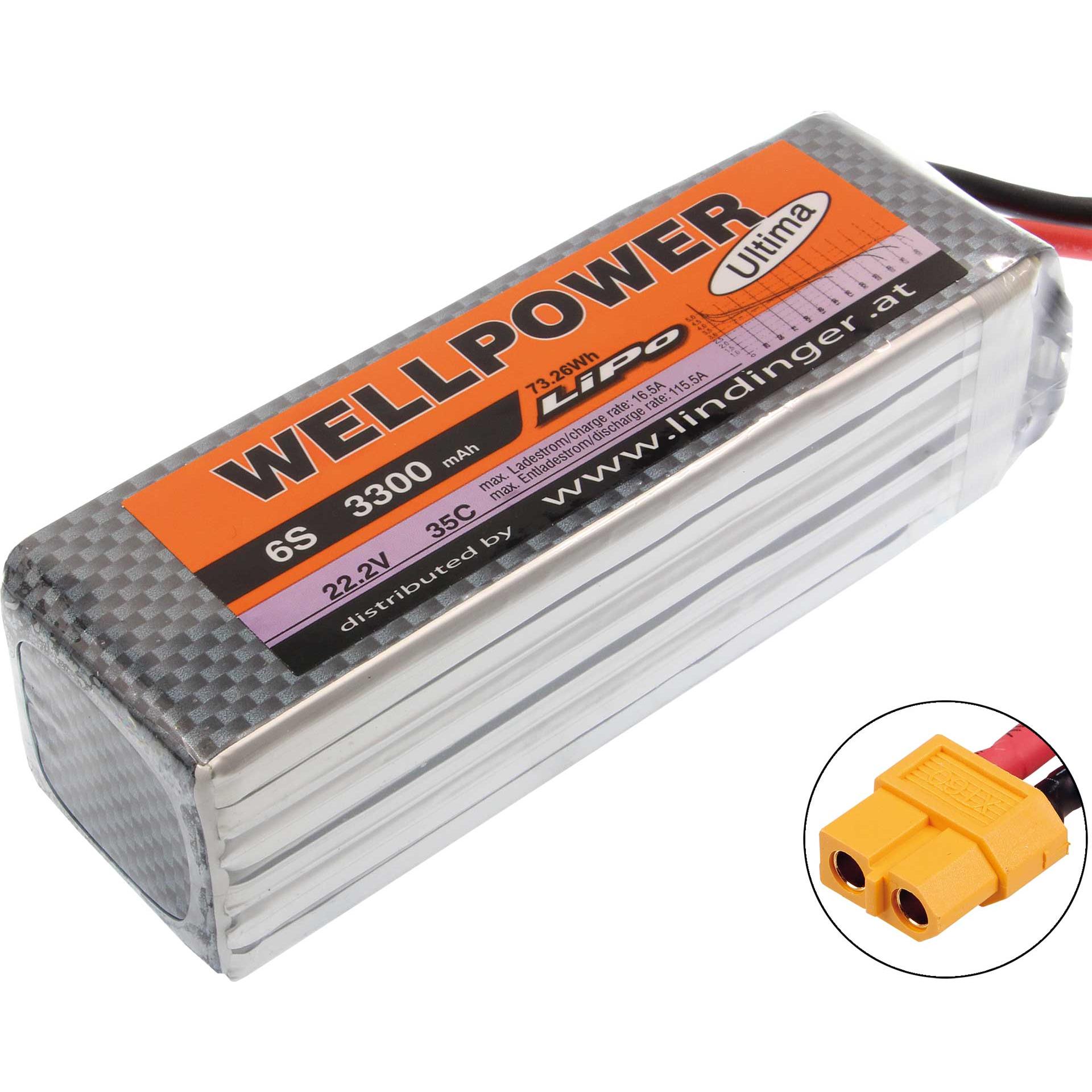 Wellpower LIPO AKKU ULTIMA 3300 MAH / 22,2 VOLT 6S 35/70C CH5/8 XT-60 (22.20 V, 3300 mAh)