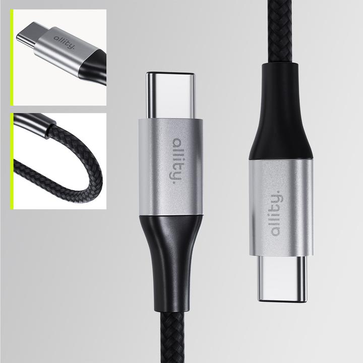 Produktbild Allity cable AUC-01 USB-C - USB-C 2.0 m 100W black (2 m, USB 2.0, 100 W)