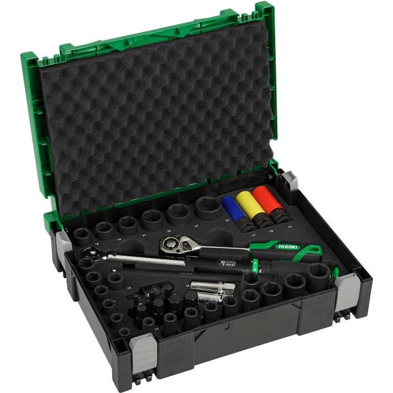 Hikoki, Chiave a bussola + esagonale, 39 delige ANWB velgen doppenset, momentsleutel 20-160Nm, alu velgen doppen, slagvaste doppen in HSCI (1/2")