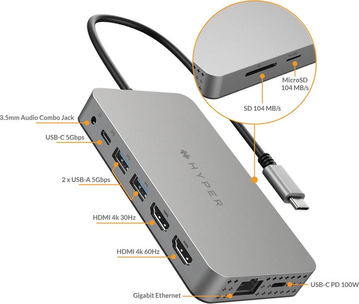 Image du produit Hyper HyperDrive 10-in-1 (USB-C, 10 Ports)
