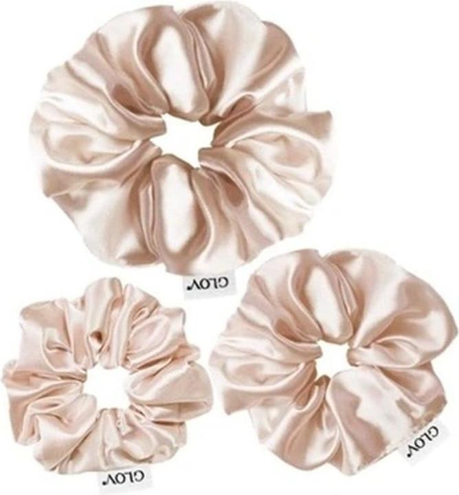 Glov Trio Satin Scrunchies Champagne - Set Of Three Stylish Scrunchies (Haargummi)