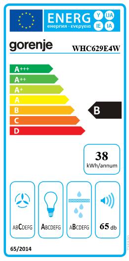 Energie-Label Gorenje WHC629E4W chimney hood (Wandhaube)