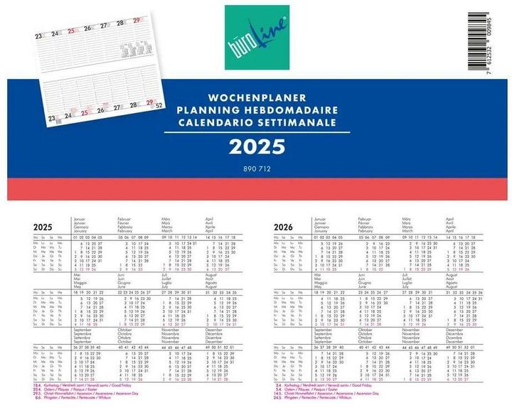 Image du produit BüroLine Agenda hebdomadaire 890712 D/F/I/E, 2023 (Quadrat)