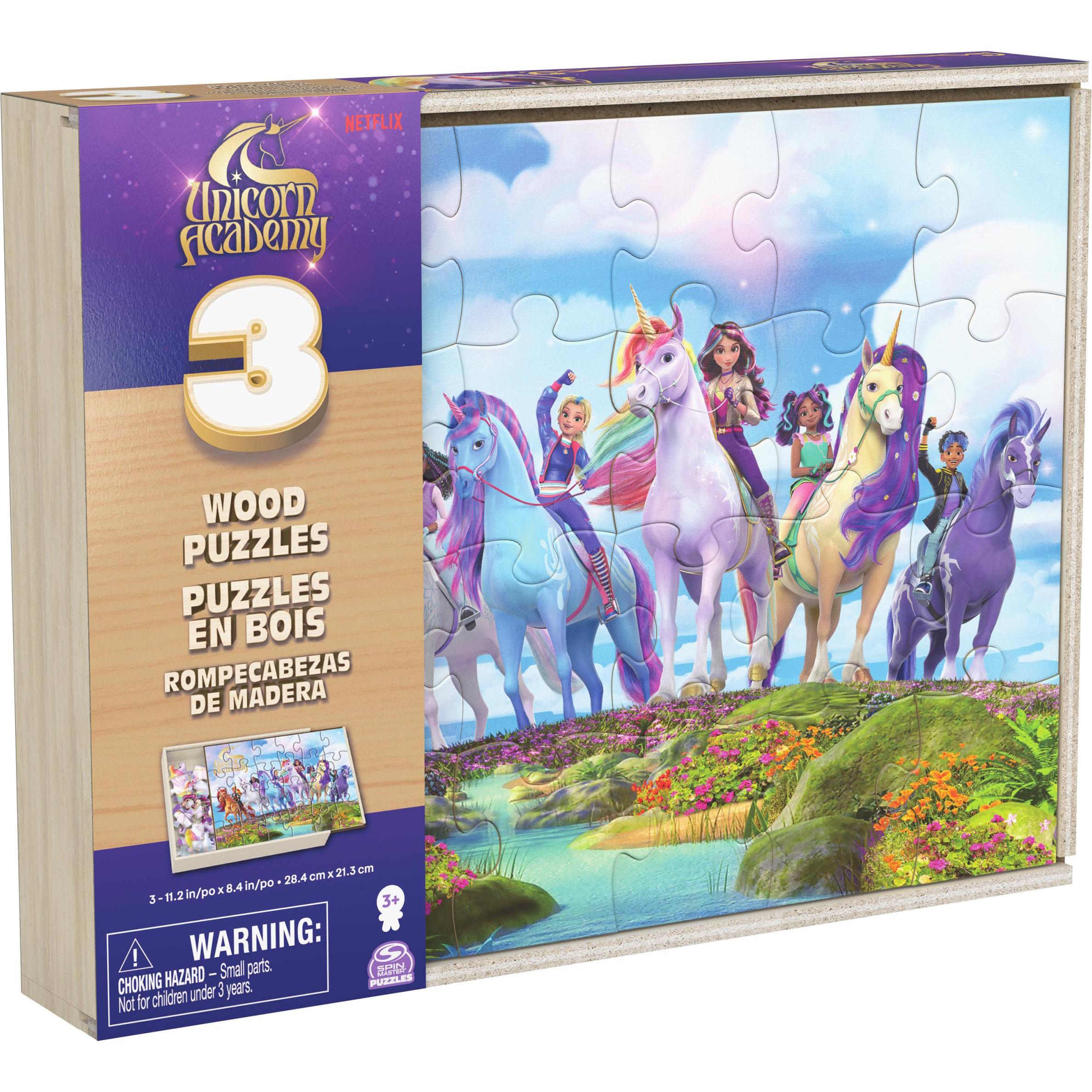 Spin Master Einhorn Academy 3Pack Holzpuzzle in Holzbox (24 pezzi)
