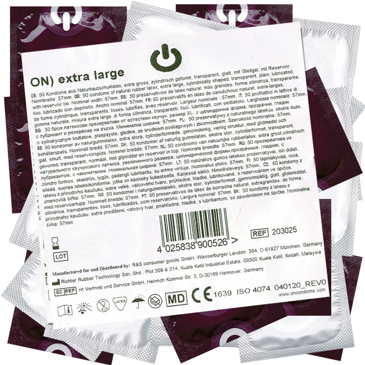 On Running XX Large 50-pack condoms - 57mm, Transparent, Moisturised (50 pcs.)
