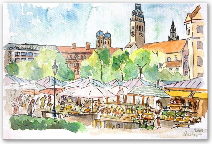 Immagine prodotto Trenddeko Bleichner - Monaco - Viktualienmarkt (60 x 40 cm)