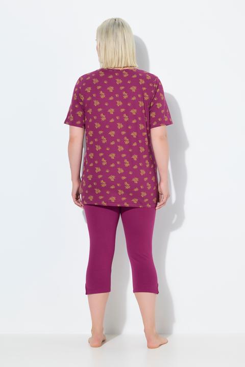 Produktbild Ulla Popken Pyjama, V-Ausschnitt, Halbarm, Caprihose (46, 48)