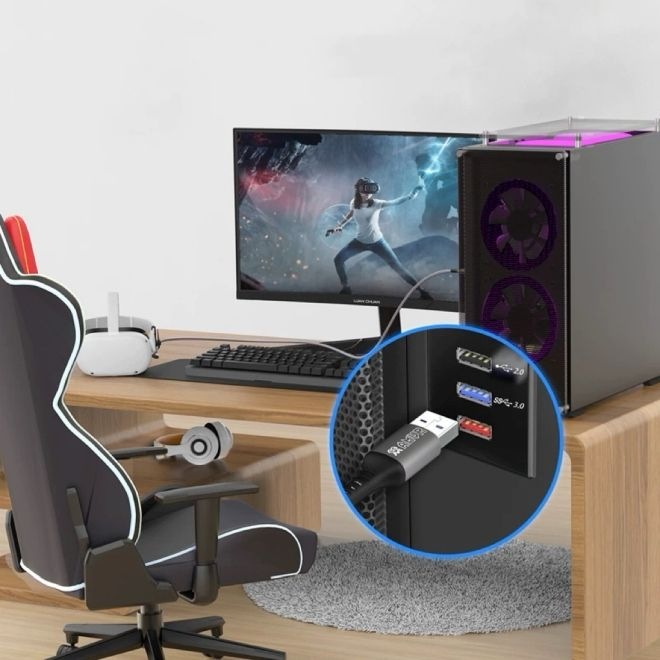 Immagine prodotto AMVR Meta Quest 3 / 3S VR Link Kabel mit USB Typ-C Ladeanschluss