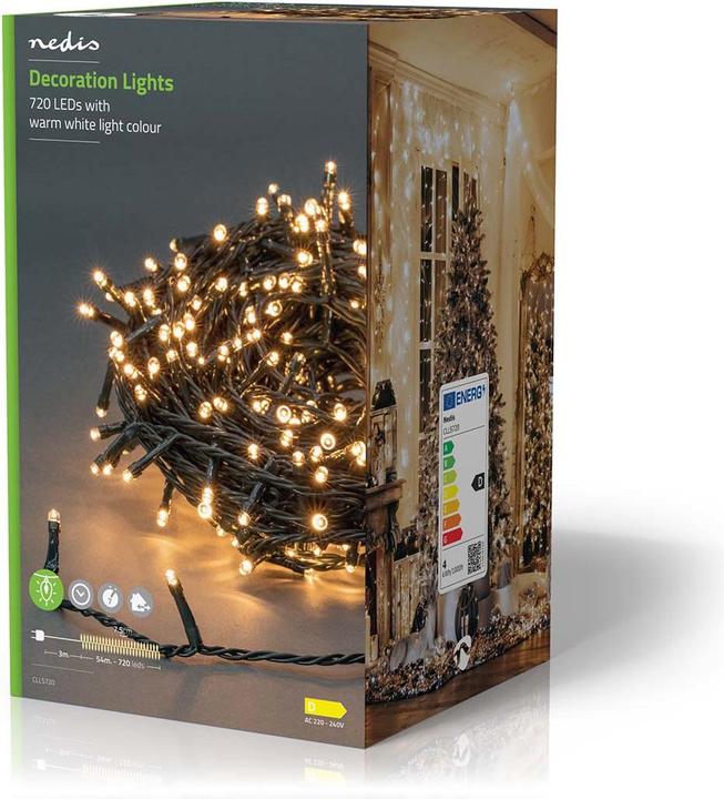 Immagine prodotto Nedis Luci decorative | Cavo | 720 LED | Bianco caldo | 54,00 m | Effetti di luce: 7 | Interno e A (57 m)