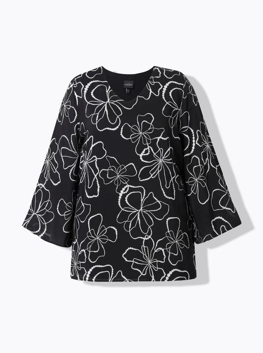 Actual product image Ulla Popken Scribble Floral Layered Chiffon Blouse (54)