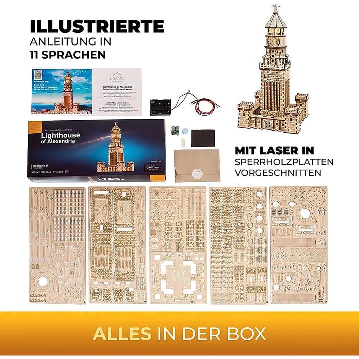 Produktbild Ugears LE PHARE D'ALEXANDRIE 340PCS (FR-DE-EN-POL-ES-UKR)