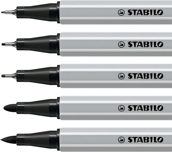 Productafbeelding STABILO Fineliner Creatieve Tips Arty (Zwart, Grijs, 5 x)