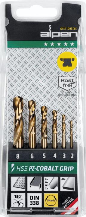 Actual product image Alpen Cassette PZ HSS Cobalt 1897 3-edge TM 6,6 pcs. (2, 3, 4, 5, 6, 8 mm)