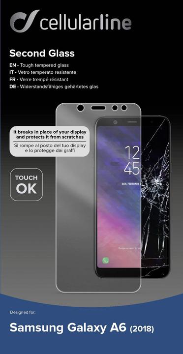 Actual product image Cellularline Second Glass (1 Piece, Samsung Galaxy J6 (2018))
