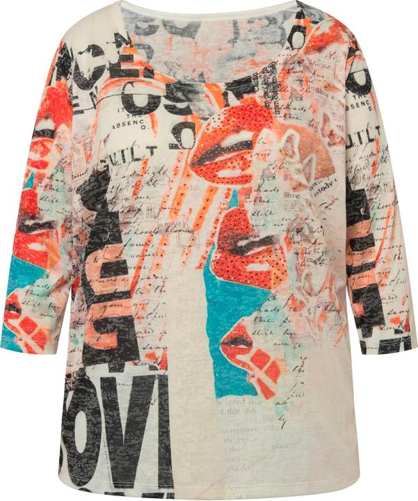 Image du produit Miamoda T-shirt à imprimé all-over, avec col rond et manches 3/4 (42)