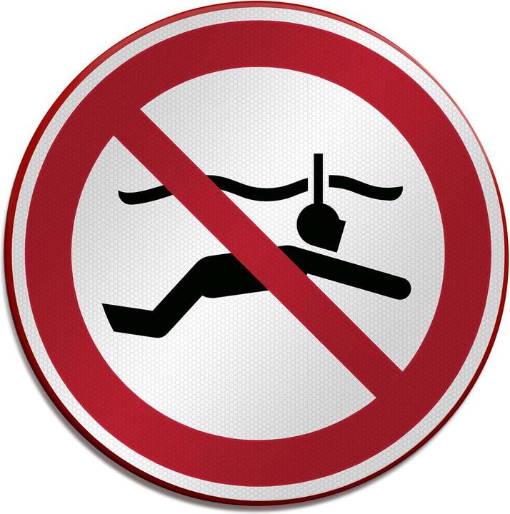 Actual product image Brady P/P050/NT/RFLBD-DIA400-1, ISO safety sign - No snorkelling, aluminium laminated
