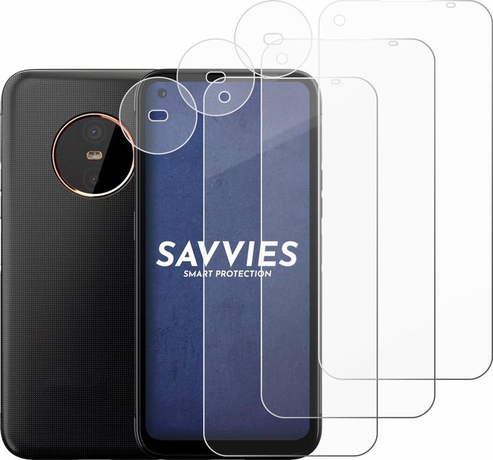 Actual product image Savvies 3x Smart Glass - 9H Hybrid Glass Screen Protector for Gigaset GX6 (Front+Camera) (3 pcs., Gigaset GX6)