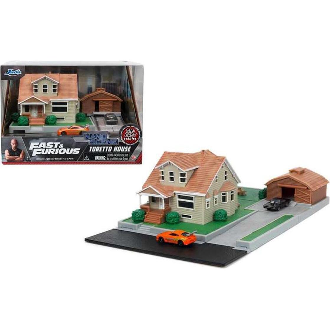 Jada Arancia/Nero/Multicolore Fast & Furious Nano Doms Haus-Diorama Mit Fahrzeugen