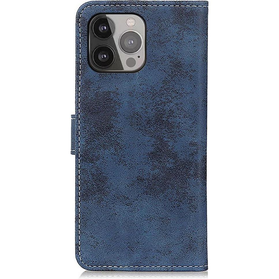 Thumbnail - Cover-Discount iPhone 13 Pro Max - Vintage Etui Wildleder Optik blau (Apple iPhone 13 Pro Max), Smartphone Hülle, Blau