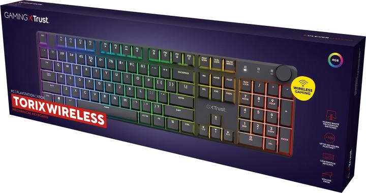 Actual product image Trust GXT868 TORIX Wirless Mechanical Keyboard (US, Cable, Wireless)