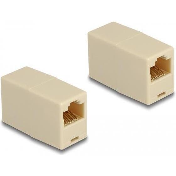 Delock Adapter RJ45 Buchse zu RJ45 Buchse UTP beige (U/UTP, CAT8.1, 0.04 m), Netzwerkkabel