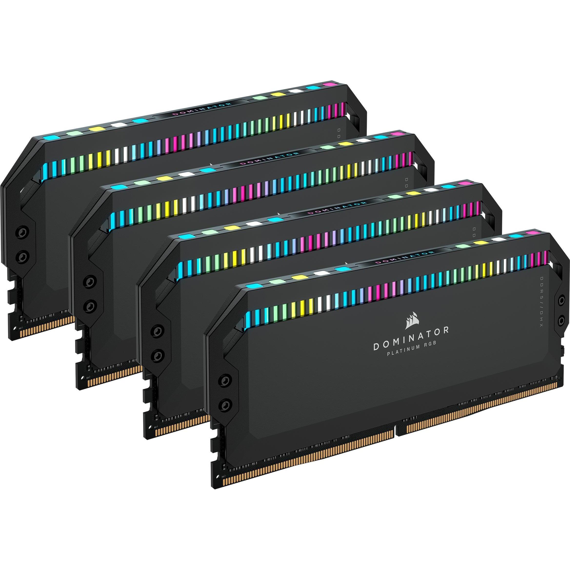 Corsair DDR5 64GB PC 6600 CL32 KIT (4x16GB) DOMINATOR P RGB retail (4 x 16GB, 6600 MHz, DDR5-RAM, DIMM), RAM, Schwarz