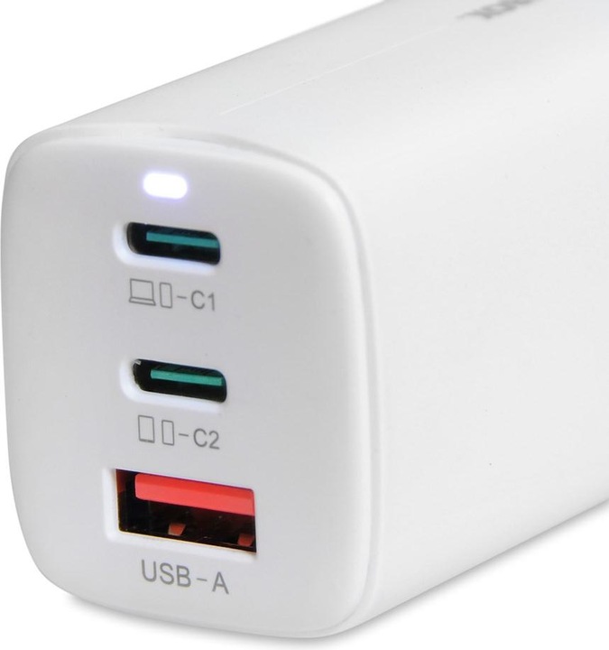 Actual product image iBox C-65 PD65W UNIVERSAL CHARGER GaN USB-C KABELIS Baltas (65 W)