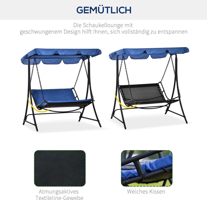 Immagine prodotto Outsunny Lettino oscillante con tetto