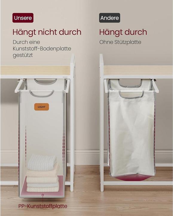 Image du produit Vasagle Wäschekorb mit Ablage Weiss-Grau (100 l)