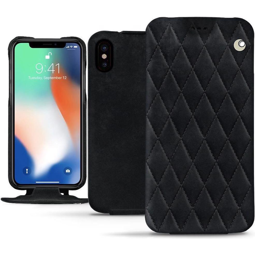 Noreve Lederschutzhülle vertikal (Apple iPhone XS Max), Smartphone Hülle, Schwarz