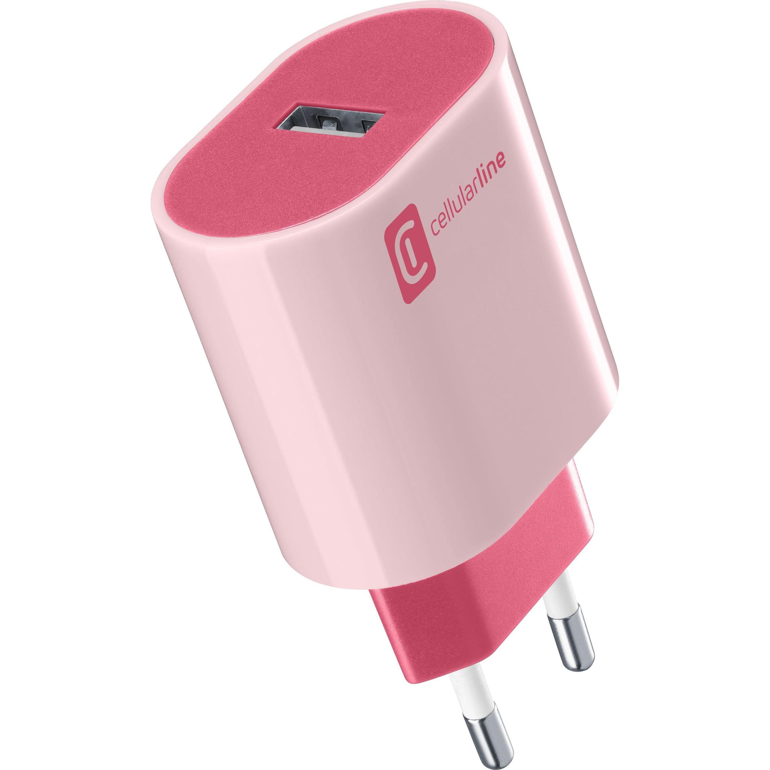 Cellularline USB Charger #Stylecolor - Universal (12 W), USB Ladegerät, Rosa