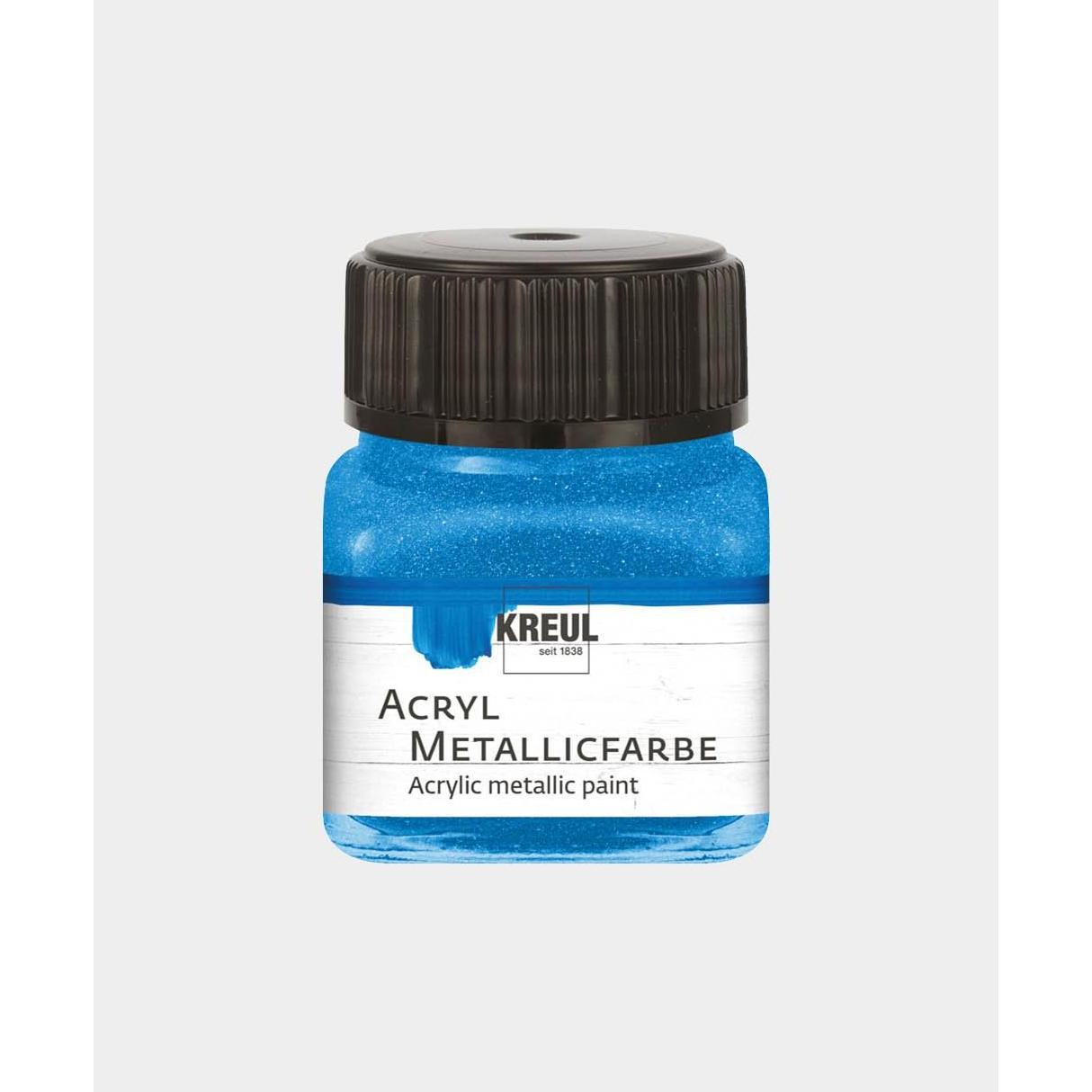 Kreul, Künstlerfarbe + Bastelfarbe, Acryl Metallicfarbe, cremig deckend, 20 ml (Blau, 20 ml)