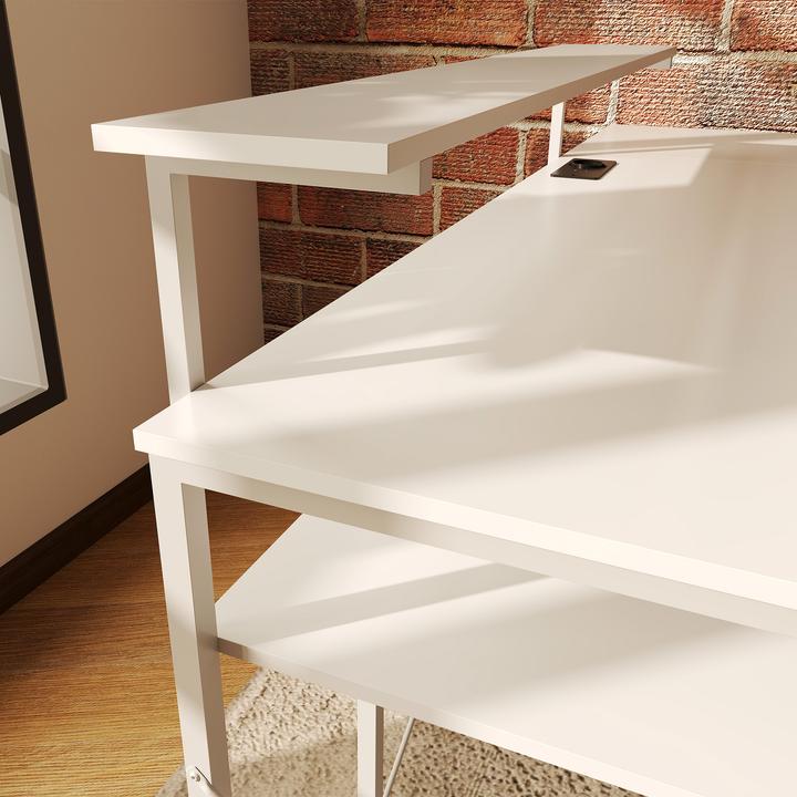 Image du produit Homcom Eckschreibtisch Spanplatte, Metall Weiss