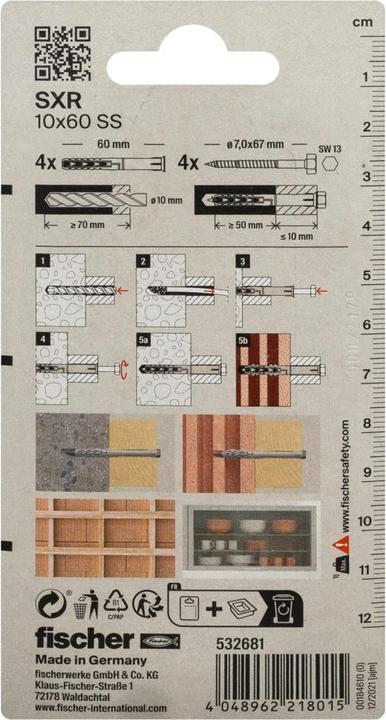 Produktbild Fischer Langschaftdübel SXR 10x60 SS K (4 Stk.)