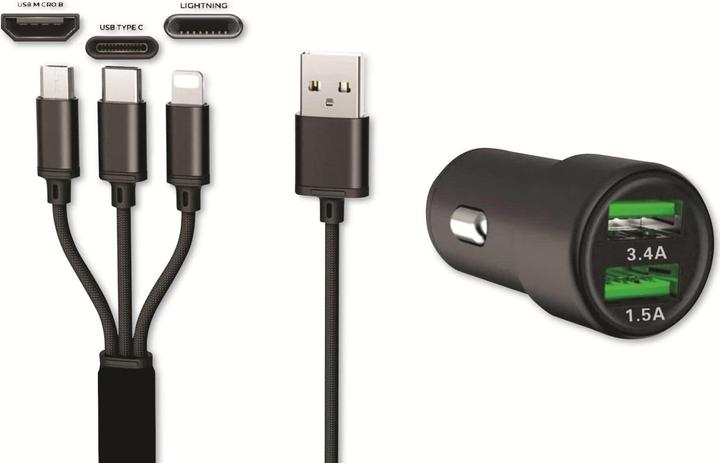 IWH Dual USB Car Charger 3IN1 12/24V 3.4A