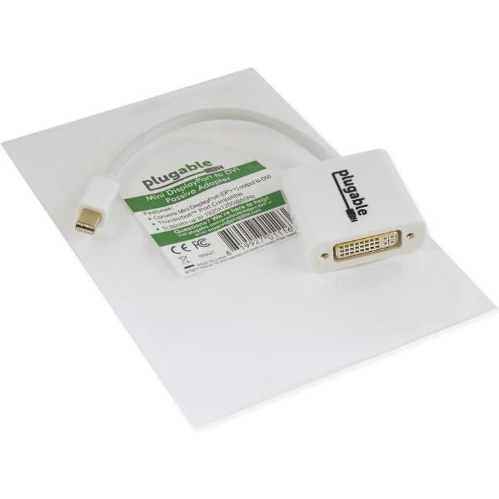 Thumbnail - Plugable Mini DP (TBT 2) to DVI Adapter (DVI, Mini DP), Data + Video Adapter, Weiss