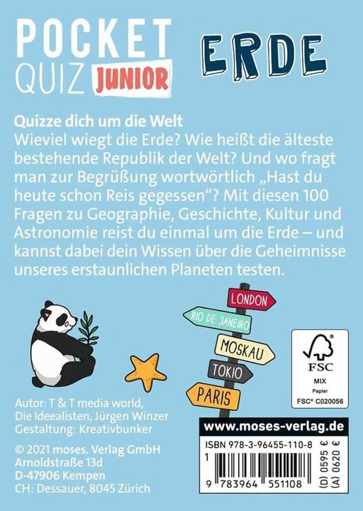 Actual product image MOS51108 - Pocket Quiz Junior - Earth, Card game, 1+ players, ages 8+ (DE edition) (German)