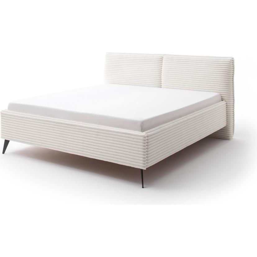 Meise Möbel, Bett, Matera Polsterbett hellbeige mit schwarzen Metallfuss (180 x 200 cm)