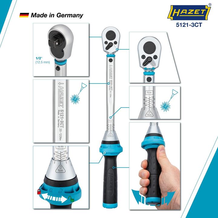 Image du produit HAZET Clé dynamométrique 5121-3CT (1/2", 20 Nm, 120 Nm)
