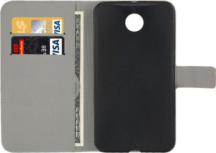 Produktbild König Design Schutzhülle Handytasche (Flip Quer) für Handy Motorola Google Nexus 6 XT1100 Dicke Eule auf Ast (Google Nexus 6)