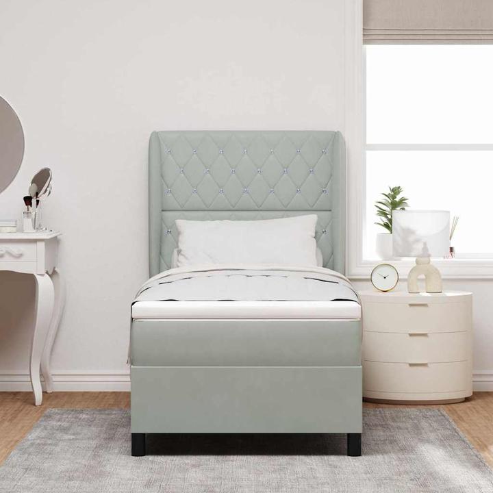 Image du produit vidaXL Lit Boxspring Avec Matelas Velours Gris Clair (100 x 200 cm)