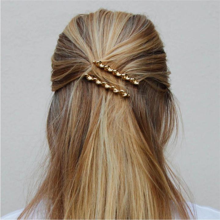 Actual product image Corinne World - Hair Slider 5 Knots & Plain Gold (2 pcs.)
