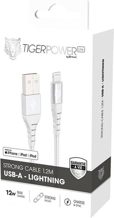 Immagine prodotto Tiger Power Lite Cavo Renforce USB-A Lightning 1,2m Blanc (1.20 m, USB 3.0)