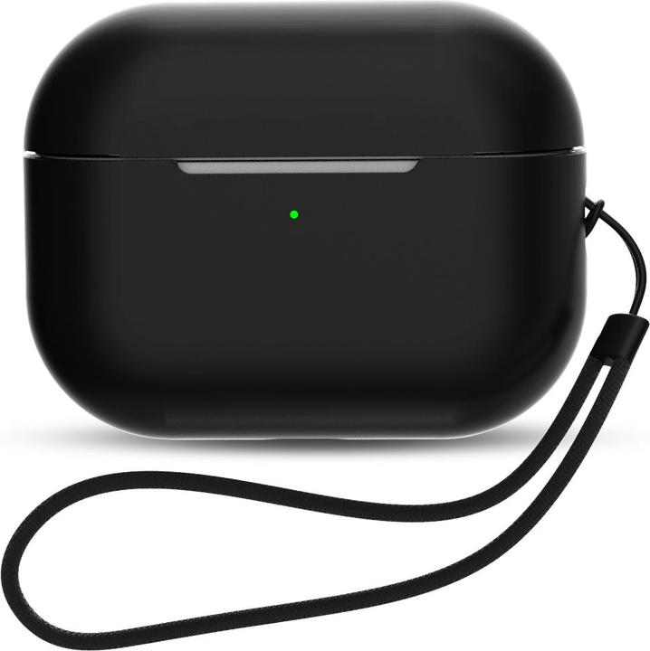 Image du produit Hurtel Etui en silicone pour AirPods Pro 2 / AirPods Pro 1 + lanière de poignet - noir (Sac pour écouteurs)