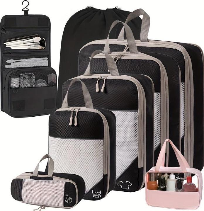 Actual product image Only-Bags.Store Travel Compression Storage Bag Set with Mesh, 8-piece, ideal for travelling, camping and