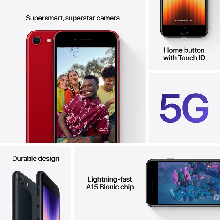 Produktbild Apple iPhone SE (3rd Gen) (64 GB, Midnight, 4.70", SIM + eSIM, 12 Mpx, 5G)