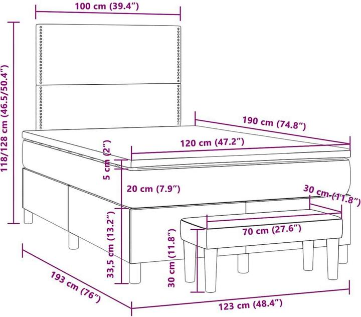 Produktbild vidaXL Boxspringbett (120 x 190 cm)