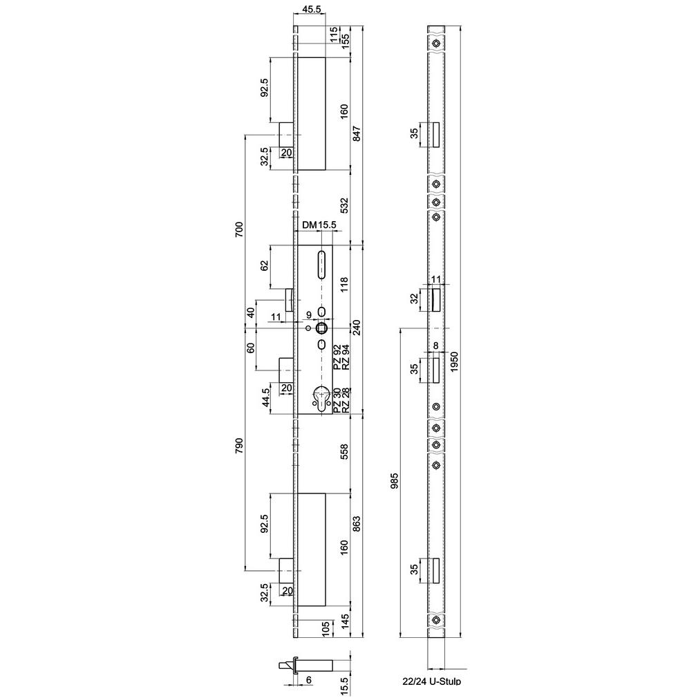 MSL, Türschloss + Schliesszylinder, Mehrpunkt-Verriegelungen FlipLock Basis 23421